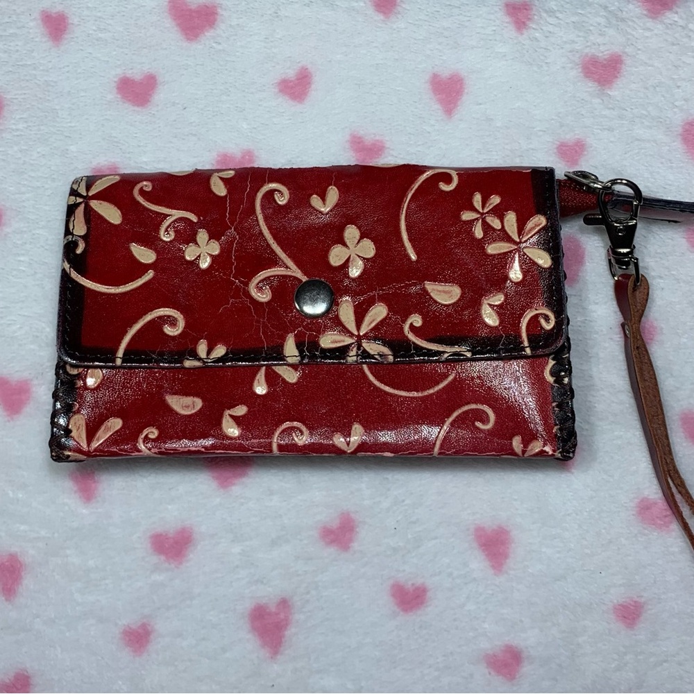 Floral Red Wristlet Clutch